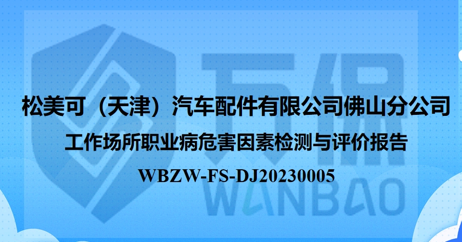 松美可(kě)（天津）汽車(chē)配件有限公司佛山(shān)分(fēn)公司工作(zuò)場所定期檢測與評價報告